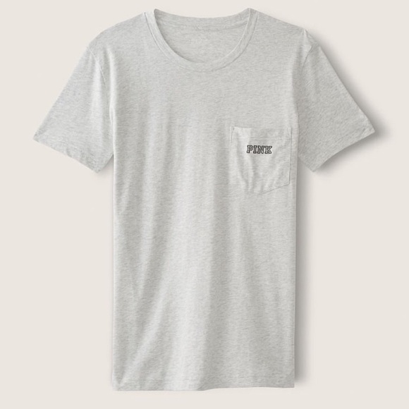 Victoria’s Secret PINK Campus Short Sleeve Tee Grey Red Plaid Graphic Large NEW - Picture 3 of 5